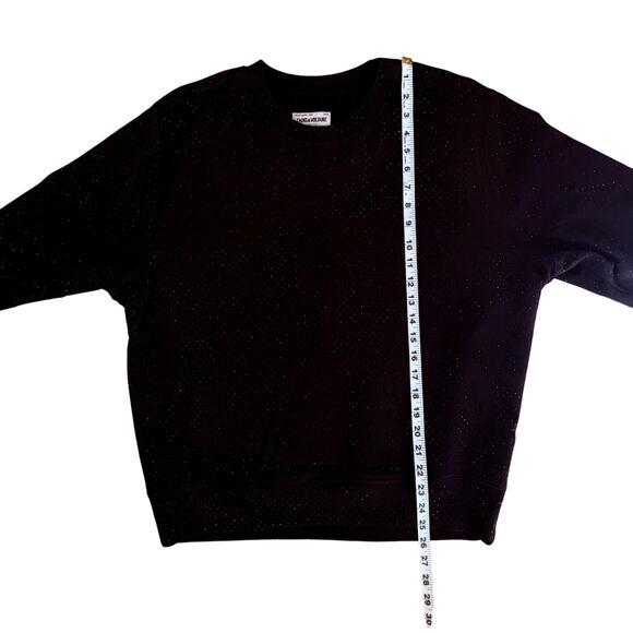 ZADIG & VOLTAIRE Edmond Distress Sweatshirt Black Rhinestone Distressed NWT M/L - Picture 8 of 10